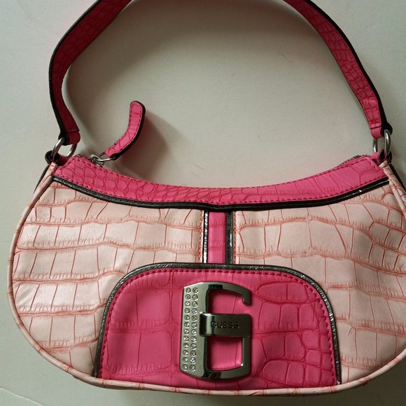 G by Guess Handbags - Guess Faux Croc Two Tone Pink Handbag & Guess Wallet Trifold GUC